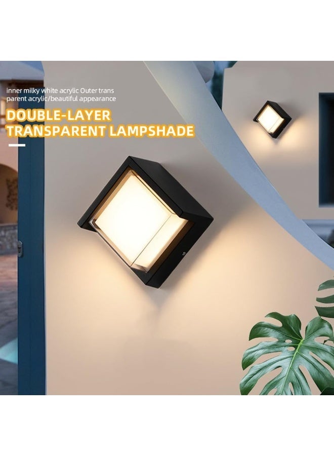 المفتاحة طقم إضاءة جدارية LED من قطعتين - مصباح جداري COB بقوة 18 واط، قابل للرفع والخفض | مصباح جداري داخلي وخارجي مقاوم للماء بإضاءة بيضاء دافئة | مصباح جداري مربع عصري من الألومنيوم للممرات والشرفات وغرف النوم | تيار متردد 220-240 فولت - Image 4